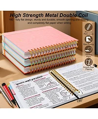 Danrong Hardcover Spiral Notebook 5 Subject College Ruled With Dividers Pen Loop