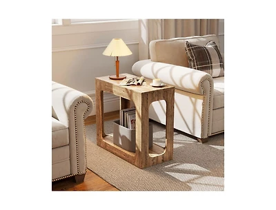 sumyeg 2-Tier End Table with Storage Shelf for Living Room