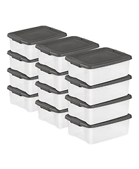 Sterilite 25 Quart Shelf Tote with Flat Gray Lid and Platinum Latches (12 Pack)