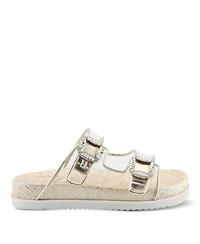 Azura Women's Slidemein Lucite Flatform with Buckle Closure