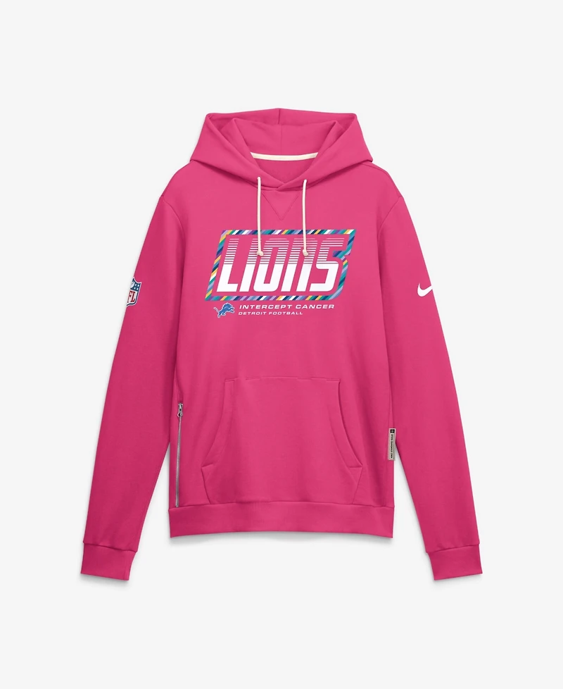 Nike Men's Pink Detroit Lions 2026 Nfl Cruical Catch Sideline Dri-Fit Pullover Hoodie