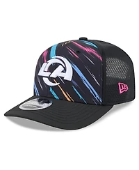 New Era Men's Black Los Angeles Rams 2026 Nfl Cruical Catch 9SEVENTY Adjustable Trucker Hat