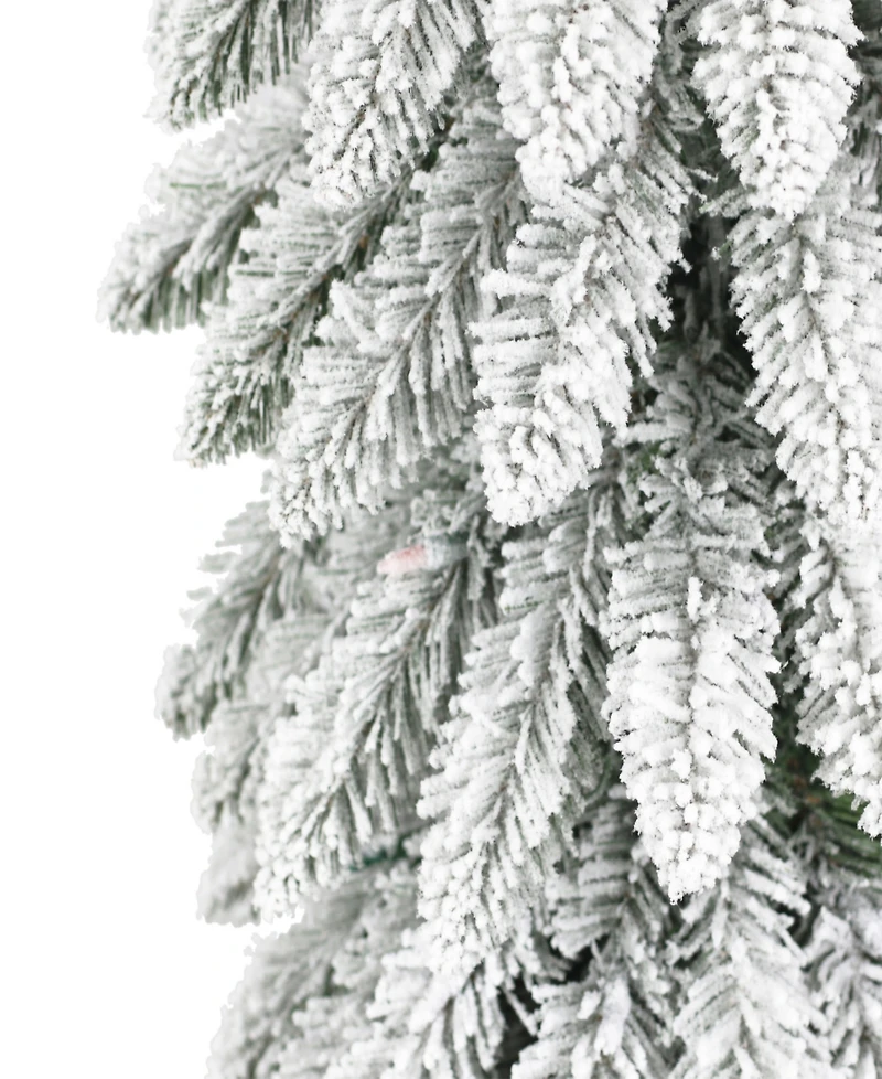 Puleo International 7' Pre-Lit Flocked Alpine Pencil Christmas Tree