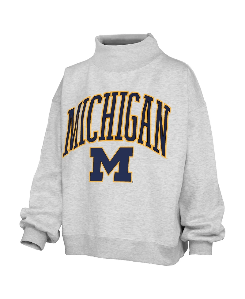 Pressbox Women's Nelson Texture Lingo Oversized Mock Neck Dropped-Shoulder Pullover Sweatshirt