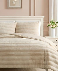 Laura Ashley Cloud Solid Faux Fur 3-Piece Comforter Set