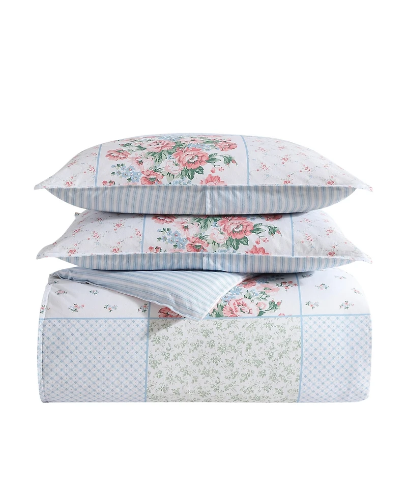 Laura Ashley Hope Patchwork Cotton 7-Piece Comforter Set, Full/Queen