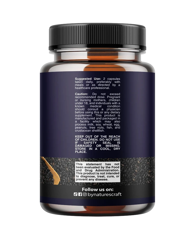 Nature's Craft Black Seed Oil Capsules Cold Pressed Nigella Sativa Black Cumin Seed Oil with Omega 3 6 and 9 and Thymoquinone 60 Count