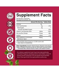 Nature's Craft Elderberry Gummies with Vitamin C and Zinc | Sambucus Elderberry Supplement | 90 Count