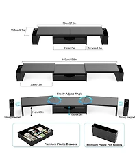 Lofree Dual-Monitor Adjustable-Angle Monitor Stand Riser with Desk Organizer Drawer, Compatible Dual Monitors
