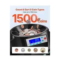 Bestcore Five Denominations 225 Coins Per Minute Coin Counter Machine with Lcd Display