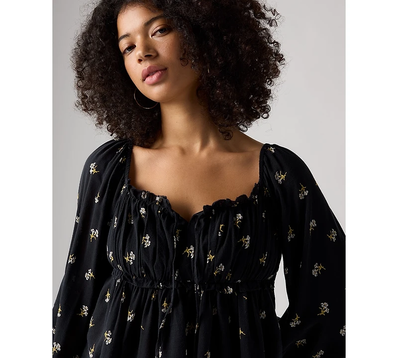 Levi's Women's Oraya Front-Tie Floral-Print Scoop Neck Blouse