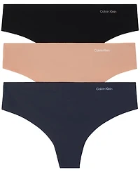 Calvin Klein Women's Invisibles 3-Pack Thong Underwear QD3558