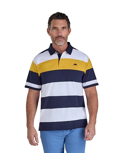 Raging Bull Men's Chest Band Stripe Embroidered Logo Polo Shirt
