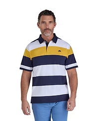 Raging Bull Men's Chest Band Stripe Embroidered Logo Polo Shirt