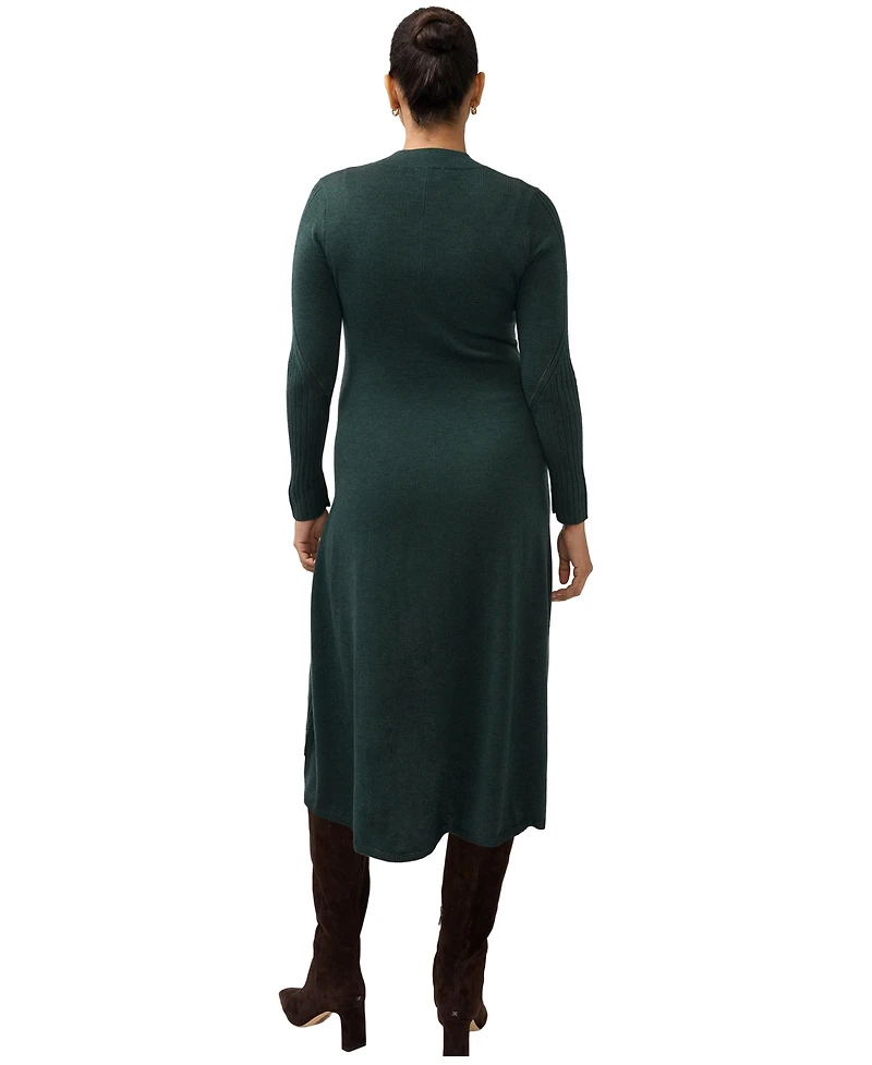 Ingrid + Isabel Women's Long Sleeve Fit-and-Flare Sweater Midi Dress