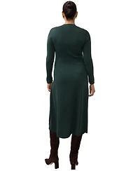 Ingrid + Isabel Women's Long Sleeve Fit-and-Flare Sweater Midi Dress