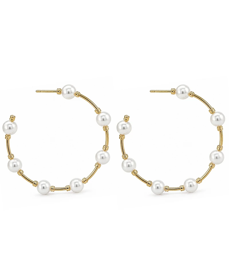 And Now This Imitation Pearl C Hoop Earring