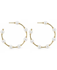 And Now This Imitation Pearl C Hoop Earring