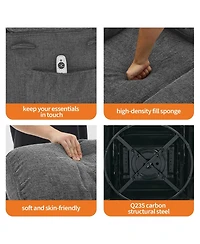 Swivel Glider Rocker Recliner With Massage and Heat, Manual Upholstered Nursing Recliner With Vibration, Side Pocket, 2 Cup Holders, For Living Room