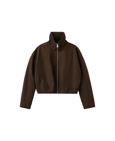 Mango Women's Cropped Funnel-Neck Oversized Jacket