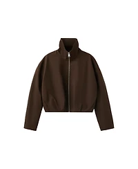 Mango Women's Cropped Funnel-Neck Oversized Jacket
