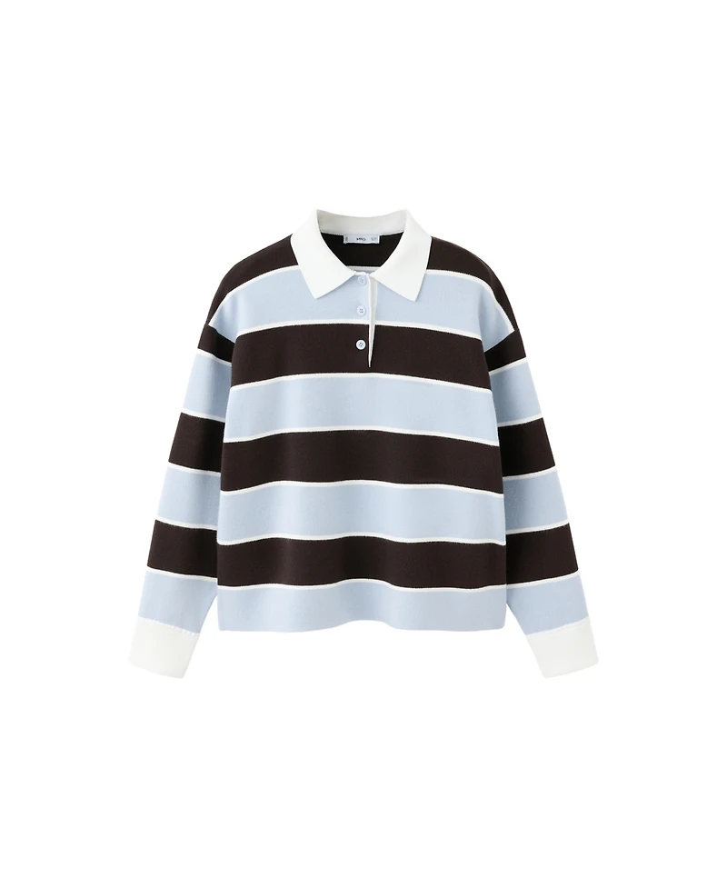Mango Women's Striped Long-Sleeve Polo Sweater