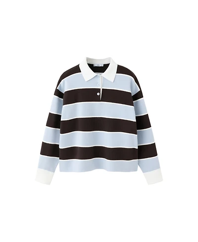 Mango Women's Striped Long-Sleeve Polo Sweater