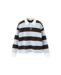Mango Women's Striped Long-Sleeve Polo Sweater