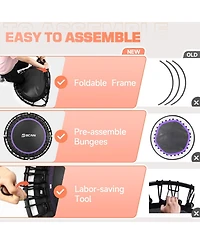 Bcan BT2 450LBS Foldable Mini Trampoline for Adults, 40 Inch Fitness Rebounder with Bungees, Quiet Stable Exercise Trampoline