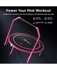 Bcan BT2 40 Inch Rebounder Trampoline for Adults, Handle Included, Indoor Use, 450 lbs Weight Capacity