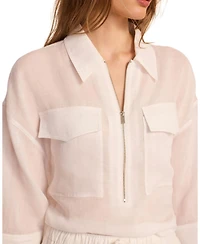 Mint Velvet Women's Ramie Zip Bomber Blouse