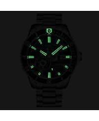 Stuhrling 1013 Men s Automatic Watch Swiss Movement Turquoise Dial Gunmetal Bezel Stainless Steel Bracelet 200M Water Resistant Diver Date Window