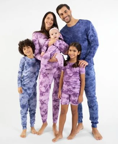 Leveret Matching Family Purple Navy Blue Mix Tie Dye Cotton Pajamas