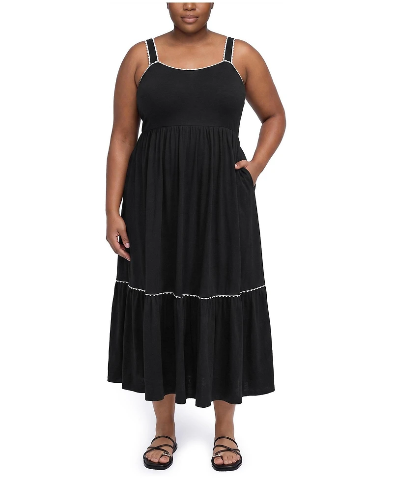Torrid Plus Belle Isle Empire-Waist High-Low Hem Scallop-Trim Maxi Dress