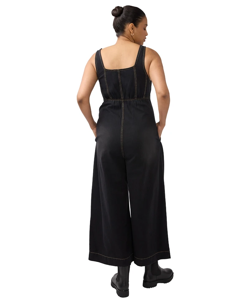 Ingrid + Isabel Women's Zip Front Drapey Denim Jumpsuit