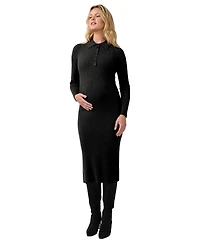 Ingrid + Isabel Maternity Nursing Ribbed Long-Sleeve Midi Dress