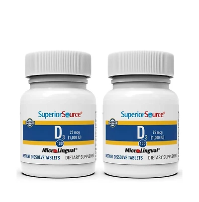 Superior Source Vitamin D3 1000 Iu, Quick Dissolve MicroLingual Tablets, 100 Count, Helps Promote Strong Bones and Teeth, Immune Support, Helps