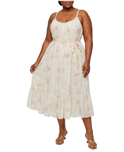 Torrid Plus Tea-Length Floral Scoop-Neck Dress