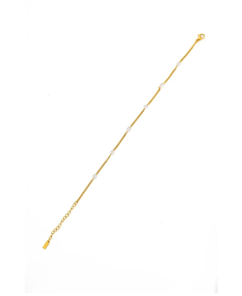 Atolea Imitation Pearl Gold-Tone Adjustable Anklet
