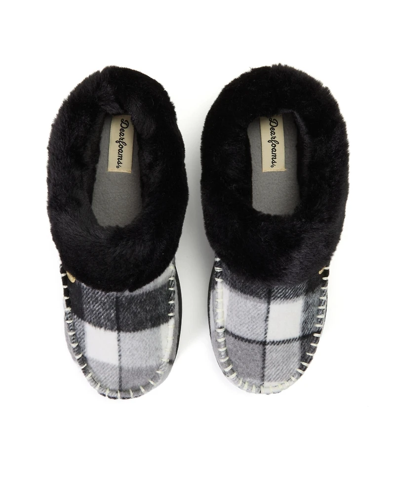 Dearfoams Women's Nyla Plaid Moc Toe Clog Slippers