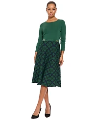 London Times Women's A-Line Midi Sweater Dress