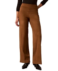 Calvin Klein Women's High-Rise Wide-Leg Pull-On Faux Suede Pants