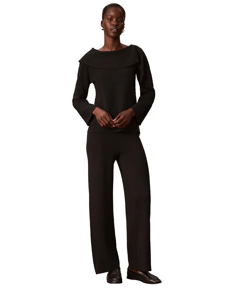 Calvin Klein Women's Asymmetrical Drape Boat Neck Long-Sleeve Sweater