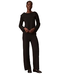 Calvin Klein Women's Asymmetrical Drape Boat Neck Long-Sleeve Sweater