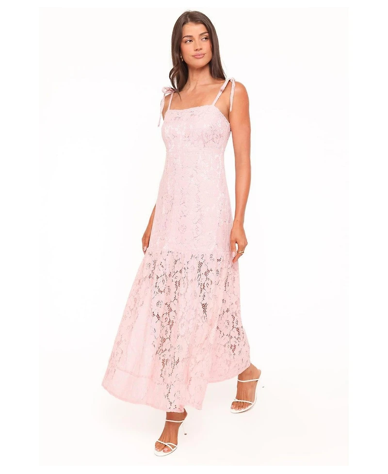 Petal and Pup Women's Nicolette Lace Floral Square Neck Maxi Dress