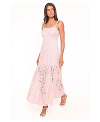 Petal and Pup Women's Nicolette Lace Floral Square Neck Maxi Dress