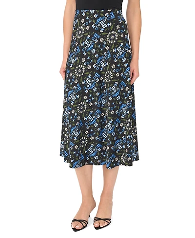 CeCe Women's Bias High-Waisted A-Line Floral Midi Skirt