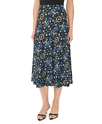 CeCe Women's Bias High-Waisted A-Line Floral Midi Skirt