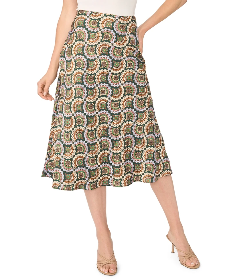 CeCe Women's Bias Midi Geometric-Print Skirt