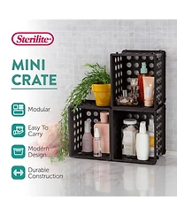Sterilite Mini Crate Stackable Plastic Storage Bin Organizer w/ Handles, 12 Pack